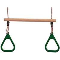 LoggyLand Trapez de Madera con Anillas de Gimnasia